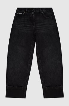 Детские черные джинсы с отворотами