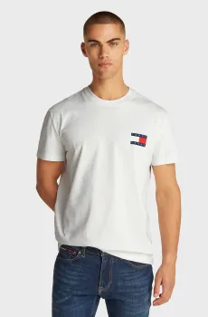 Мужская белая футболка TJM REG HERITAGE FLAG TEE EXT Белый L Tommy Jeans DM0DM20346