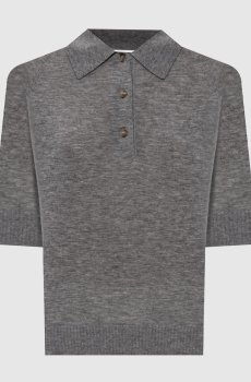 Серое поло из шерсти с логотипом