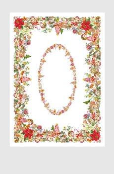 Белая скатерть MARZAPE из льна в принт