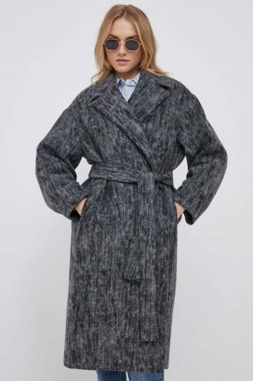 Пальто с примесью шерсти Calvin Klein цвет серый переходное без замка Пальто с примесью шерсти Calvin Klein цвет серый переходное без замка