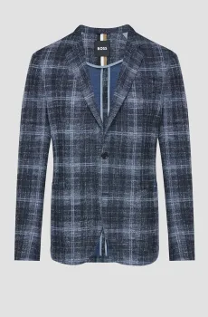 Мужской темно-синий блейзер в клетку Синий 50 BOSS 50510571;404