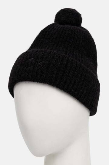 Шерстяная шапка Calvin Klein цвет чёрный шерсть K60K612586 Шерстяная шапка Calvin Klein цвет чёрный шерсть K60K612586