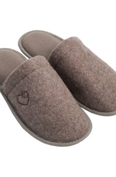 Женские домашние тапочки Twins HS-OZ Lama войлочные, с вышивкой, коричневые, размер 38-39 (25 см)