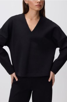 Reserved - Світшот з V-подібним вирізом - чорний - 806HS-99X