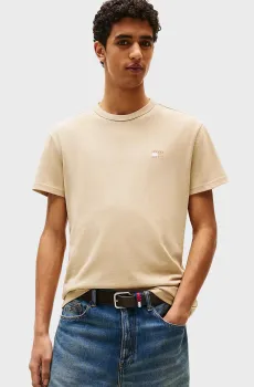 Мужская бежевая футболка TJM REG BADGE Бежевый L Tommy Jeans DM0DM20322