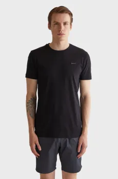 Мужская черная футболка SLIM MERCERIZED Черный S Gant 2013035