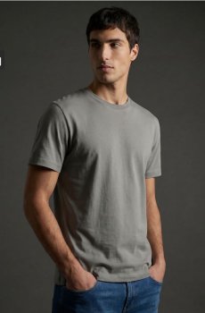 Бавовняна футболка slim fit з коротким рукавом - середньо-сірий