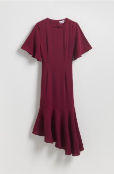 Reserved - Асиметрична сукня з воланом - бордовий - 302FH-53X