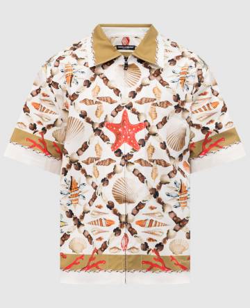 Белая рубашка с принтом Shell