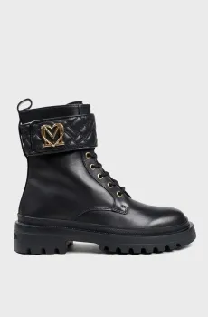 Женские черные кожаные ботинки Черный 38 Love Moschino JA24175G0LIA0000