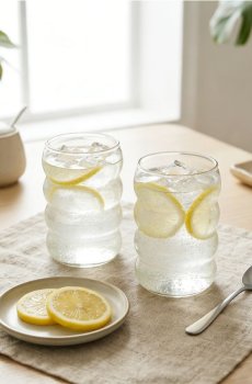 Склянки з декоративними жолобленнями 2 pack - clear