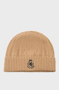 Мужская бежевая шерстяная шапка CREST Бежевый ONESIZE Tommy Hilfiger AM0AM13828