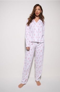 Двокомплектна різдвяна піжама з принтом льодяникових паличок - білий