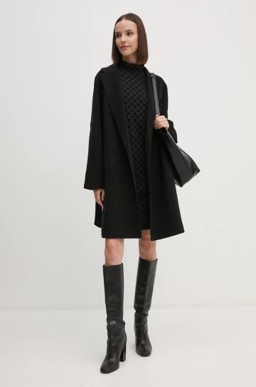 Шерстяное пальто Tommy Hilfiger цвет чёрный переходной oversize WW0WW43603 Шерстяное пальто Tommy Hilfiger цвет чёрный переходной oversize WW0WW43603