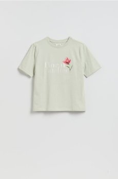 Reserved - Бавовняна футболка з принтом - блідо-зелений - 069HT-07X