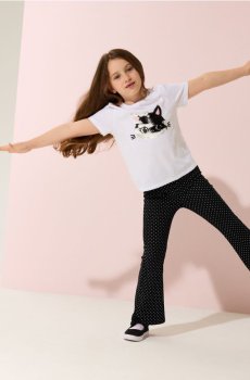Бавовняна футболка з декоративними паєтками - кремовий