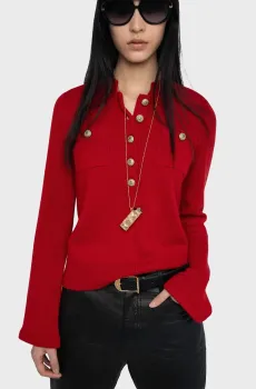 Женская красная шерстяная кофта Lucas Красный L ZADIG&VOLTAIRE KWSW02831_LOVE