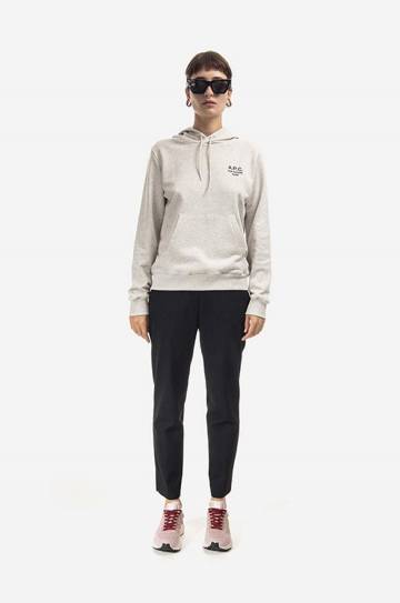 Хлопковая кофта A.P.C. Hoodie Manuela женская цвет бежевый с капюшоном с аппликацией COEZD.F27760-OFFWHITE Хлопковая кофта A.P.C. Hoodie Manuela женская цвет бежевый с капюшоном с аппликацией COEZD.F27760-OFFWHITE