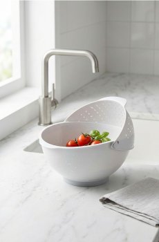 Миска з друшляком - темно-сірий