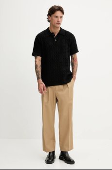 Брюки Fiorucci Beige Logo Embroidered Chino Trousers