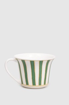 Белая фарфоровая чашка для чая Striche Verdi e Oro