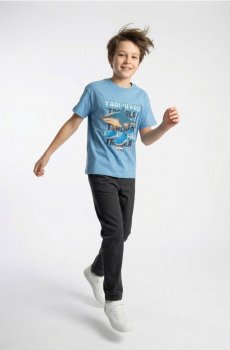 Бавовняна футболка з принтом Italian Brainrot Tralalero Tralala - синій