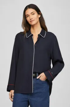 Женская темно-синяя блуза RWB PIPING RELAXED Синий M Tommy Hilfiger WW0WW42272