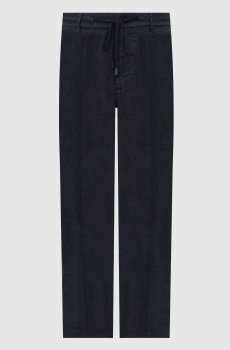 Синие брюки из льна