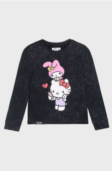 Футболка з принтом Hello Kitty - чорний