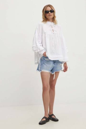 Джинсовые шорты Answear Lab женские однотонные высокая посадка Джинсовые шорты Answear Lab женские однотонные высокая посадка