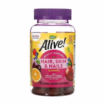 Коллаген 300 мг + Биотин 2500 мкг Natures Way Alive! Hair, Skin and Nails, 60 жевательных конфет Коллаген 300 мг + Биотин 2500 мкг Natures Way Alive! Hair, Skin and Nails, 60 жевательных конфет