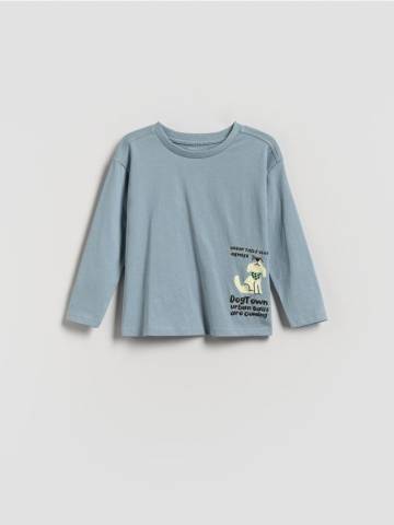 Reserved - Бавовняний лонгслів - синій - 093FI-55X