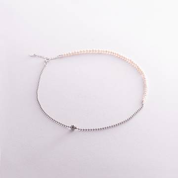 Серебряное колье "Жемчужинки и шарики" 181233 Серебряное колье "Жемчужинки и шарики" 181233