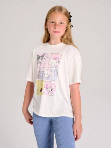 Бавовняна футболка з принтом Hello Kitty - кремовий Бавовняна футболка з принтом Hello Kitty - кремовий