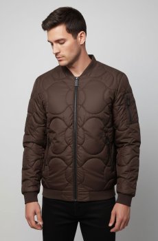 Мужской бомбер насыщенного коричневого цвета SB-26312-boss-brown