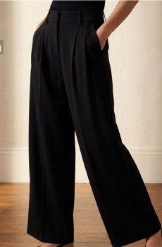 Елегантні wide leg штани з м’якого трикотажу з домішкою віскози - чорний