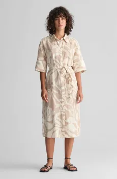 Женское бежевое льняное платье с узором REL PALM PRINT LINEN Бежевый 36 Gant 4503317
