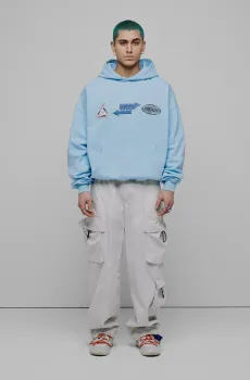 Мужское голубое худи Oversized Multi Logo H GOTS Голубой XS Preach 206270