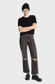 Женские черные джинсы FRAYED DISTRESSED JEAN Черный 38 Michael Kors MF4905R5G2