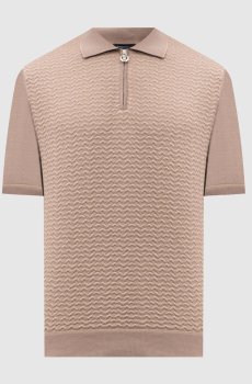 Коричневое поло с шелком в узор