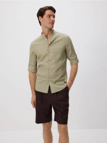 Reserved - Сорочка slim fit із коміром-стійкою - світло-оливковий - 761EH-81X Reserved - Сорочка slim fit із коміром-стійкою - світло-оливковий - 761EH-81X