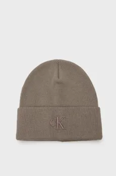Мужская коричневая шерстяная шапка THICK EMBROIDERY BEANIE Коричневый ONESIZE Calvin Klein K50K512461