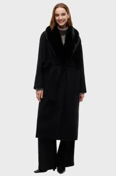 Женское черное шерстяное пальто BELTED Черный M Tommy Hilfiger WW0WW51105