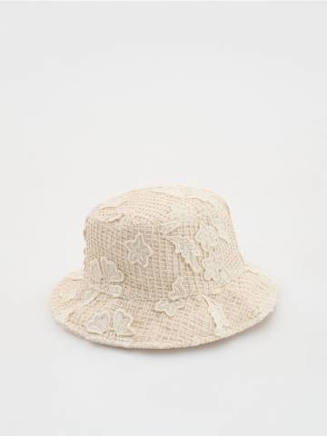 Reserved - Ажурний капелюх-відро - нюдовий - 739CO-02X