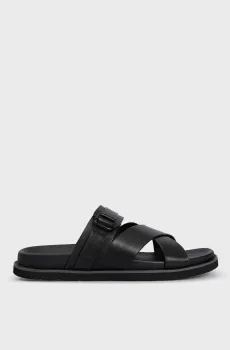 Мужские черные кожаные слайдеры Черный 41 PRPY PRSBXN1203