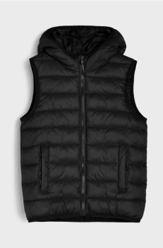 Стеганий жилет з капюшоном - чорний