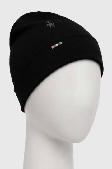 Двусторонняя шапка Smartwool Thermal Merino Reversible цвет чёрный из тонкого трикотажа шерсть Двусторонняя шапка Smartwool Thermal Merino Reversible цвет чёрный из тонкого трикотажа шерсть