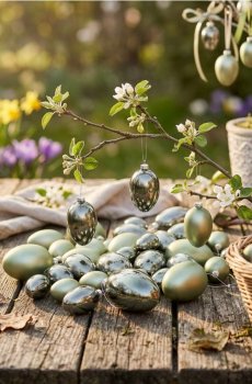 Набір із 34 великодніх декоративних яєць для підвішування - зелений