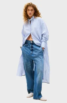Женская голубая рубашка в полоску The Runway Collection Голубой S Tommy Hilfiger WW0WW47601